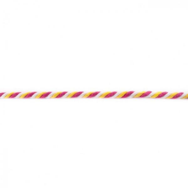 Kordelschnur Ø 6 mm gedreht Gelb/Pink/Weiß